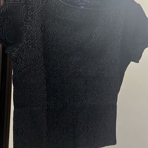 Black And Golden Print Thick Fabric Shirt