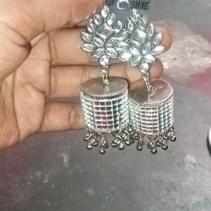 Mirror Work Jhumka Earrings &Stude