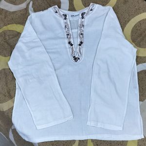 White Short Cotton Kurta