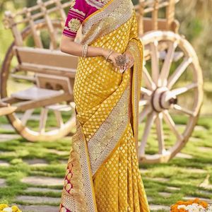 🛍️ @₹3099 Banarasi Silk Saree With Blouse Piece