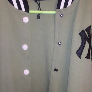 Sage Green Varsity Jacket Unisex Button Up