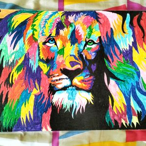 Colourfull Lion Aesthetic Painting 🎨