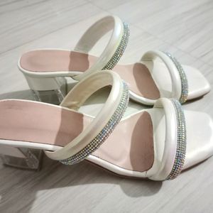 White Stone Heels For Women