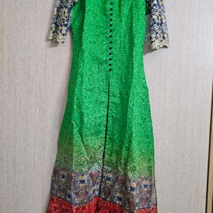 LIBAS Green Chanderi Printed Kurta