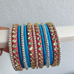 Silk Thread Kundan Bangles