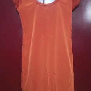 Dark orange Kurti with embroidery work