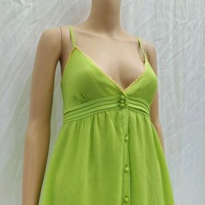 Green Deep V Neck Dress