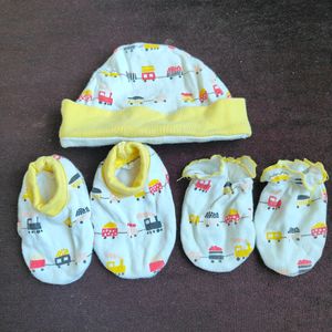 Cap, Mittens And Booties Set