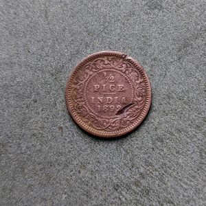 1/2 Pice (1892)- Rare Bronze Metal Coin