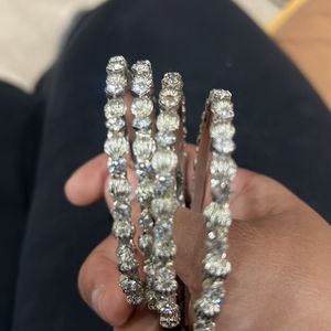 Silver Stone And Zari Bangles