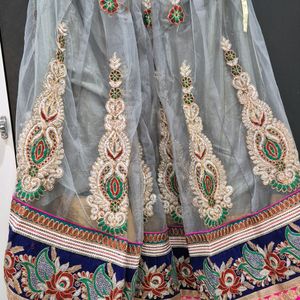 Gray Pink And Blue Combination Lahenga