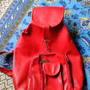 100%pure Vegan Leather Stylish Red Color Backpack