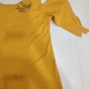 Mustard Colour Top With Flower On It