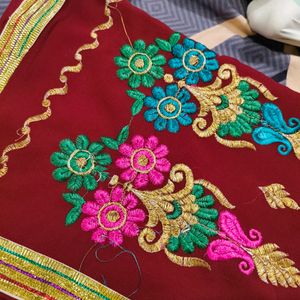 Women Saree Embroidered With Border