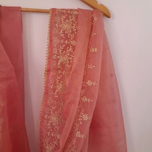 Peach Embroidered Dupatta (Women's)