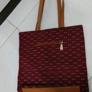 Maroon Ikkat Print Handbag