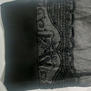 Gray And Black Designer Embroidered Saudi Abaya