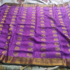 Violet And Green Silk Saree