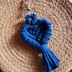 Macrame heart Keychain - Blue