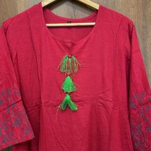 Anarkali Red Stylish Kurta For Women