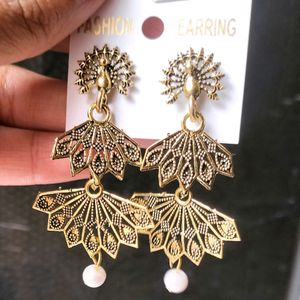 Golden Peacock Earring