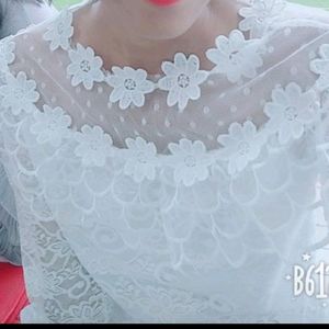 Net White Bell sleeve top (bust upto 36)