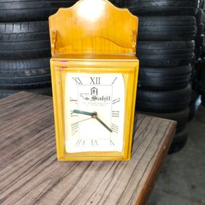 Table Clock WOODEN Color With Good Condition