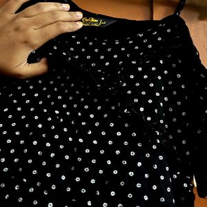 Black Cold Shoulder Polka Dots Dress