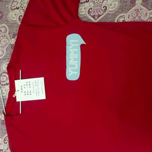 Red Beautiful Print Back  Tshirt