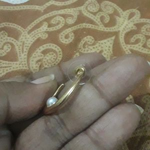 Brand New Golden Pearl Hoop Earings 2 Pairs