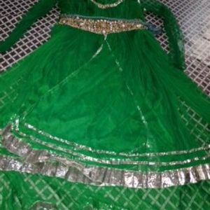 Green Colour Festive Gown