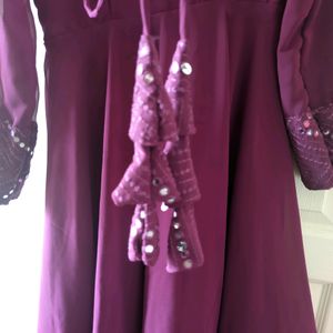 Mirror Embroidered Kurti With Worked Shawl