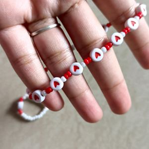 Heart Beads Bracelet & Ring