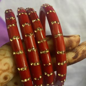 Price Drop Red Colour 4 Bangles Set Only @rs 150