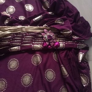 Ready To Wear Saree Wine & Golden