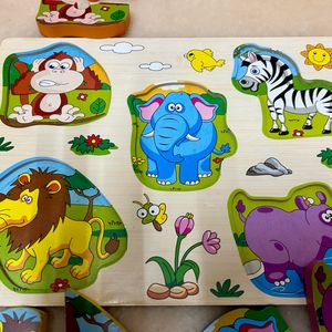 2piece Wooden Puzzle - Wild Animals