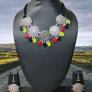 Brand New Boho Design Dokra Oxidised Necklace Set