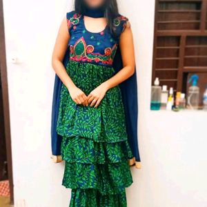 Green Sharara Dress Without Dupatta