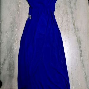 Embellished Padded Royal Blue & Silver Frock