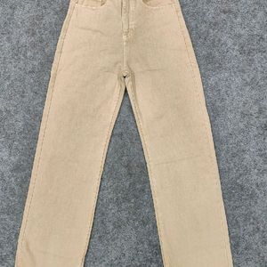 New Beige Denim Straight Fit