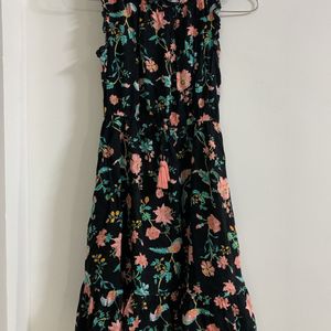 Floral Black Frock For 8-10 Year Old Girls