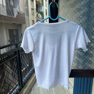 White Sweetheart Neck Top