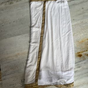 Embroidered White Saree Never Used