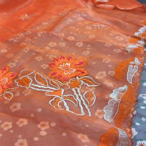 Reduced Price Orange ORGANZA SAREE🧡