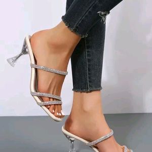 FQ White Chain Glass Heels