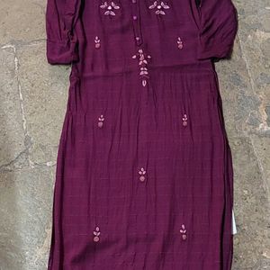 Purple Embroidery Kurti