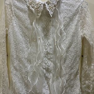 Collar Neck Net Top