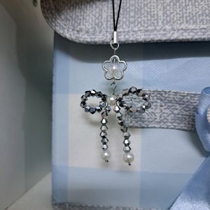 Trendy Beaded Bow Phone Charms