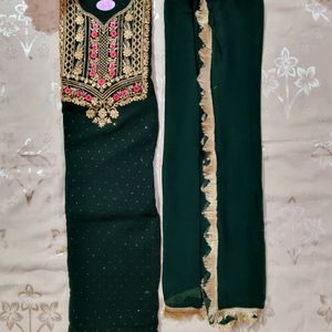 Combo Semi-stitched Suit With Stones Work