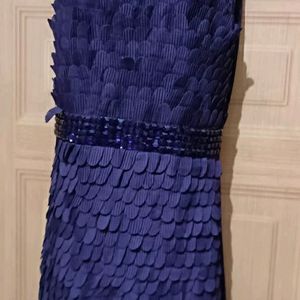 Purple Feather Look Party Wear Dress.